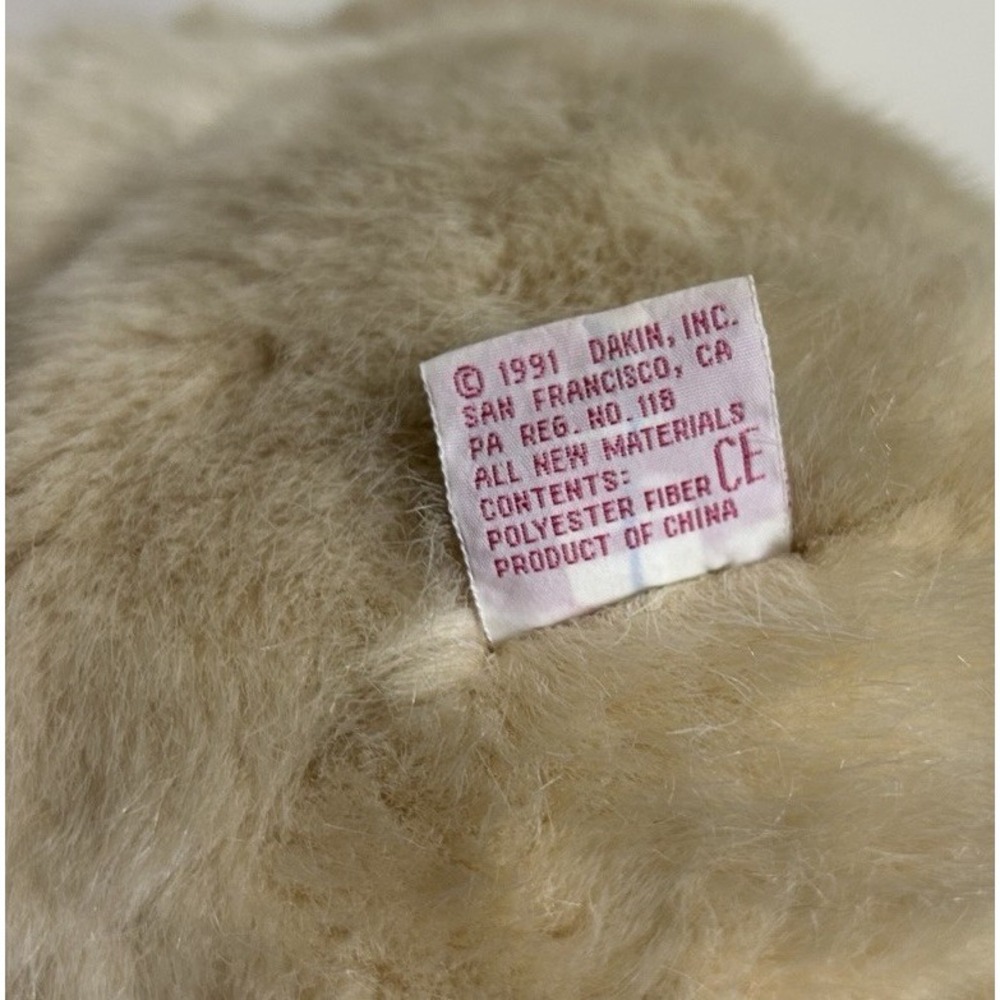 VTG Dakin Soft Teddy Bear Stuffed Animal Plush Pet Toy Beige Pink 1991 - Picture 6 of 6